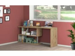 Bureau Candido, Bureau D'angle Support PC, Table De Bureau Polyvalente, Bureau Gain De Place Multiposition, 100% Made In Italy, Cm 120x50h75, Chêne -mobilier de bureau Shop meuble bureau 22784161