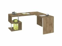 Bureau Dmassaro, Bureau D'angle Support PC, Table De Bureau Polyvalente, Bureau Gain De Place Multiposition, 100% Made In Italy, Cm 160x60h78, Chêne