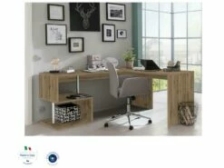 Bureau Dmassaro, Bureau D'angle Support PC, Table De Bureau Polyvalente, Bureau Gain De Place Multiposition, 100% Made In Italy, Cm 160x60h78, Chêne -mobilier de bureau Shop meuble bureau 22860083