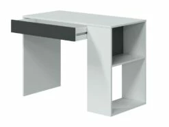 Bureau Danani, Bureau Réversible Avec Tiroir, Table D'étude Ou De Bureau Pour PC, 101x50h73 Cm, Blanc Et Anthracite -mobilier de bureau Shop meuble bureau 22860321
