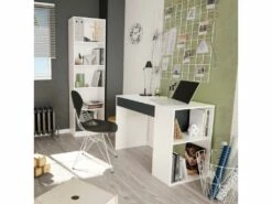 Bureau Danani, Bureau Réversible Avec Tiroir, Table D'étude Ou De Bureau Pour PC, 101x50h73 Cm, Blanc Et Anthracite -mobilier de bureau Shop meuble bureau 22860323