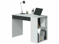 Bureau Danani, Bureau Réversible Avec Tiroir, Table D'étude Ou De Bureau Pour PC, 101x50h73 Cm, Blanc Et Anthracite -mobilier de bureau Shop meuble bureau 22860325