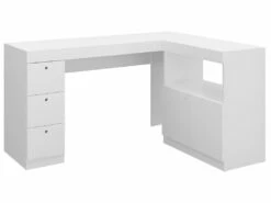 Bureau D'Angle Blanc Caisson 3 Tiroirs Et Armoirette -mobilier de bureau Shop meuble bureau 22969425