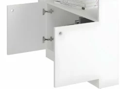 Bureau D'Angle Blanc Caisson 3 Tiroirs Et Armoirette -mobilier de bureau Shop meuble bureau 22969427