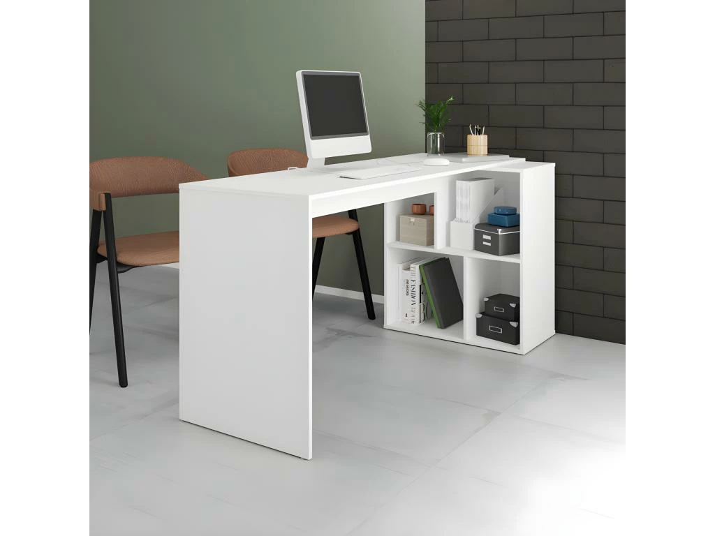 Bureau Et Rayonnage Blanc 4 Niches OFFICE 3 Bureau Et Rayonnage Blanc 4 Niches OFFICE – Image 3