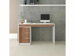 Bureau Et Caisson 3 Tiroirs Amovible Blanc Et Châtaignier -mobilier de bureau Shop meuble bureau 22969453