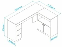 Bureau D'Angle Châtaignier Et Blanc Caisson 3 Tiroirs Et Armoirette -mobilier de bureau Shop meuble bureau 22969465