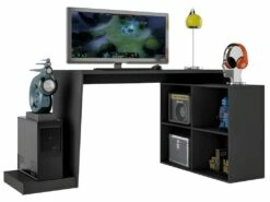 Bureau Gamer D'angle Et Armoirette Support UC 5 Niches Noir