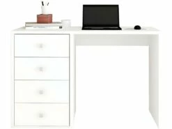 Bureau Blanc 4 Tiroirs 120 Cm Office