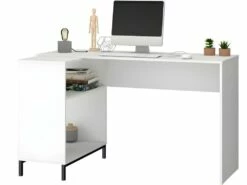 Bureau D'Angle Blanc Et Meuble De Rangement 2 Niches