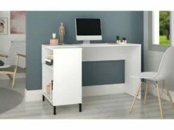 Bureau D'Angle Blanc Et Meuble De Rangement 2 Niches -mobilier de bureau Shop meuble bureau 22970201