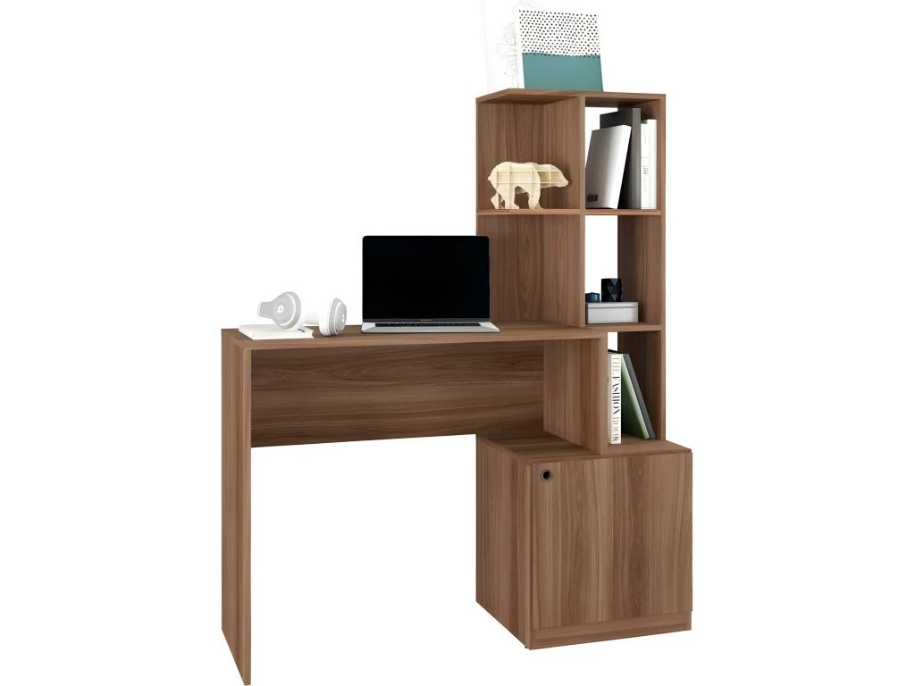 Bureau Châtaignier Bibliothèque 6 Niches Et 1 Caisson Intégrés 1 Bureau Châtaignier Bibliothèque 6 Niches Et 1 Caisson Intégrés