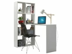 Bureau Et Bibliothèque Intégrée 8 Niches Blanc