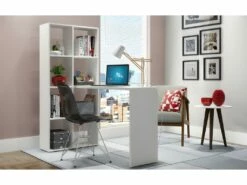 Bureau Et Bibliothèque Intégrée 8 Niches Blanc -mobilier de bureau Shop meuble bureau 22970229