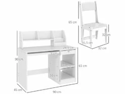 Bureau Enfant Multi-rangement - Ensemble Bureau, Chaise, étagère - Tiroir, Plateau Coulissant, 2 Niches, 2 étagères, 2 Présentoirs Livres - Blanc 11 Bureau Enfant Multi-rangement - Ensemble Bureau, Chaise, étagère - Tiroir, Plateau Coulissant, 2 Niches, 2 étagères, 2 Présentoirs Livres - Blanc -mobilier de bureau Shop meuble bureau 23021737