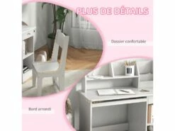 Bureau Enfant Multi-rangement - Ensemble Bureau, Chaise, étagère - Tiroir, Plateau Coulissant, 2 Niches, 2 étagères, 2 Présentoirs Livres - Blanc 15 Bureau Enfant Multi-rangement - Ensemble Bureau, Chaise, étagère - Tiroir, Plateau Coulissant, 2 Niches, 2 étagères, 2 Présentoirs Livres - Blanc -mobilier de bureau Shop meuble bureau 23021745