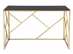 Bureau En Verre Trempé Et Acier - Doré Et Noir - ATHENA De Pascal Morabito -mobilier de bureau Shop meuble bureau 4550799