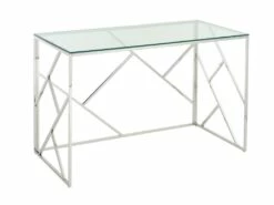 Bureau En Verre Trempé Et Acier - Argent Et Transparent - ATHENA De Pascal Morabito -mobilier de bureau Shop meuble bureau 4551405