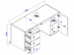 Bureau AMANI - 3 Tiroirs Et 1 Porte - MDF - Blanc Laqué Et Chêne 10 Bureau AMANI - 3 Tiroirs Et 1 Porte - MDF - Blanc Laqué Et Chêne -mobilier de bureau Shop meuble bureau 491541