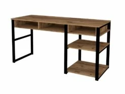 Bureau Industriel Avec Rangements - Naturel Et Noir - RALEIGH -mobilier de bureau Shop meuble bureau 502713