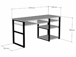 Bureau Industriel Avec Rangements - Naturel Et Noir - RALEIGH -mobilier de bureau Shop meuble bureau 502715