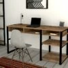 Bureau Industriel Avec Rangements - Naturel Et Noir - RALEIGH