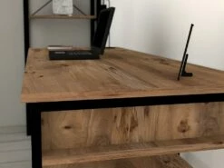 Bureau Industriel Avec Rangements - Naturel Et Noir - RALEIGH -mobilier de bureau Shop meuble bureau 502721