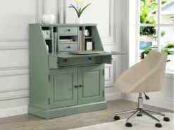 Secrétaire En Pin Et MDF - Coloris : Vert Amande - CLEORE