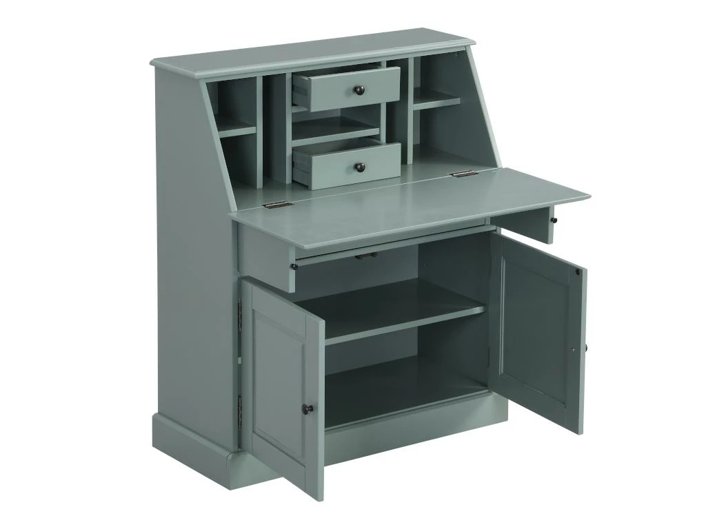 Secrétaire En Pin Et MDF - Coloris : Vert Amande - CLEORE 2 Secrétaire En Pin Et MDF - Coloris : Vert Amande - CLEORE – Image 2