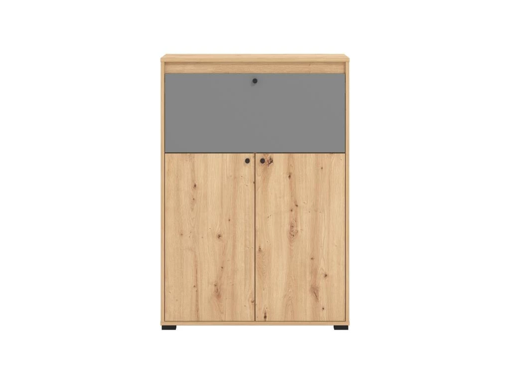 Secrétaire 2 Portes - Coloris : Naturel Et Gris - IDONAR 4 Secrétaire 2 Portes - Coloris : Naturel Et Gris - IDONAR – Image 4