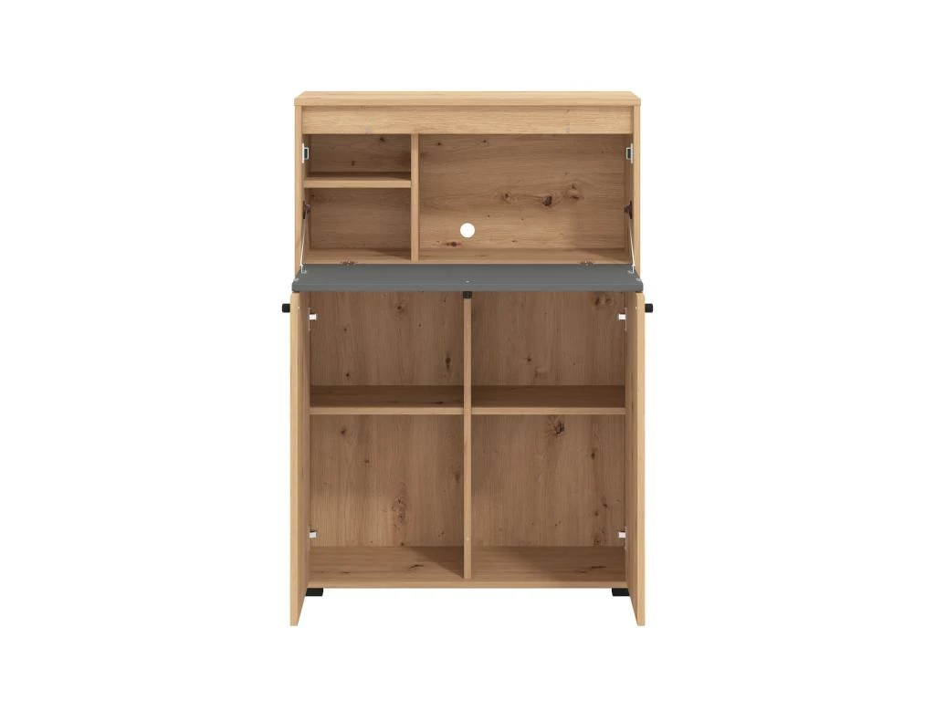 Secrétaire 2 Portes - Coloris : Naturel Et Gris - IDONAR 5 Secrétaire 2 Portes - Coloris : Naturel Et Gris - IDONAR – Image 5