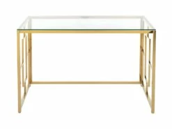 Bureau En Verre Trempé Et Acier - Doré Et Transparent - CLOTILDE De Pascal Morabito -mobilier de bureau Shop meuble bureau 6901827