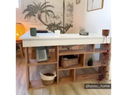 Bureau D'angle Avec Rangements - Coloris : Blanc Et Naturel - LILEUL -mobilier de bureau Shop meuble bureau 7342301