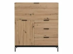 Secrétaire Avec 2 Porte Et 3 Tiroirs - MDF Et Métal - Coloris : Naturel - ERWIN -mobilier de bureau Shop meuble bureau 8212661