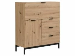 Secrétaire Avec 2 Porte Et 3 Tiroirs - MDF Et Métal - Coloris : Naturel - ERWIN -mobilier de bureau Shop meuble bureau 8212665