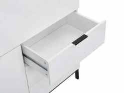 Secrétaire Avec 2 Porte Et 3 Tiroirs - MDF Et Métal - Blanc Laqué - ERWIN -mobilier de bureau Shop meuble bureau 8212683