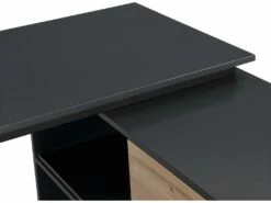 Bureau D'angle Avec 2 Porte Coulissantes - MDF - Coloris : Naturel Et Noir - COLIOBA -mobilier de bureau Shop meuble bureau 8258743