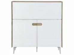 Secrétaire Avec 3 Portes - MDF Et Métal - Coloris : Naturel Et Blanc - DERELIS 14 Secrétaire Avec 3 Portes - MDF Et Métal - Coloris : Naturel Et Blanc - DERELIS -mobilier de bureau Shop meuble bureau 8259195