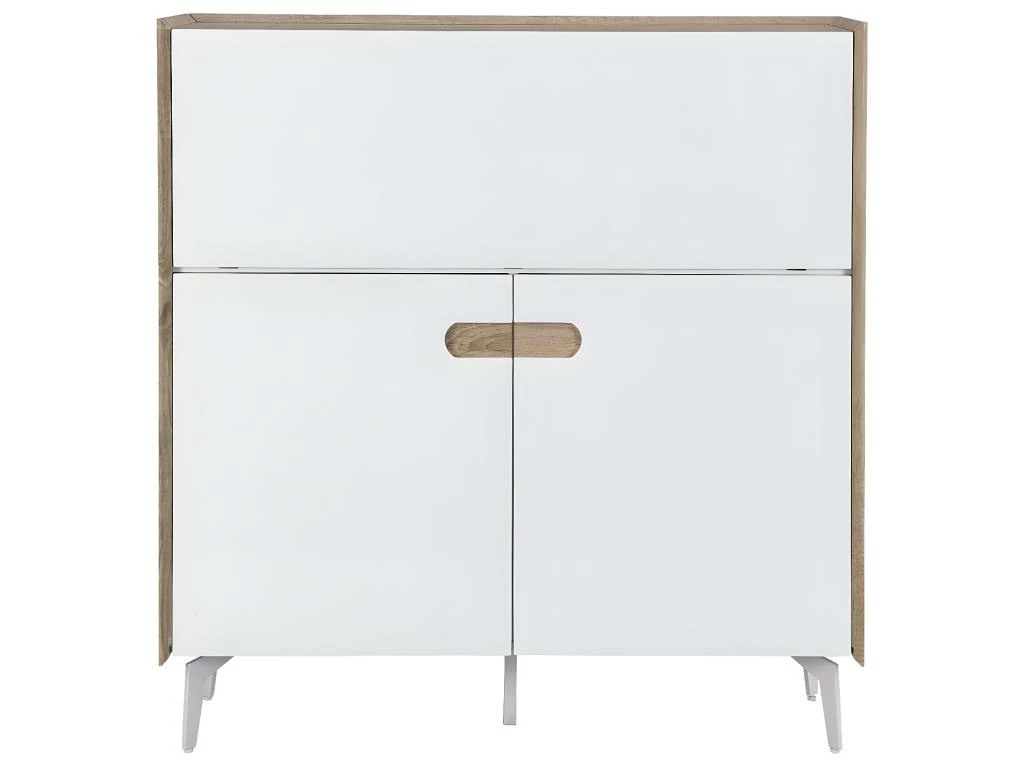 Secrétaire Avec 3 Portes - MDF Et Métal - Coloris : Naturel Et Blanc - DERELIS 5 Secrétaire Avec 3 Portes - MDF Et Métal - Coloris : Naturel Et Blanc - DERELIS – Image 5