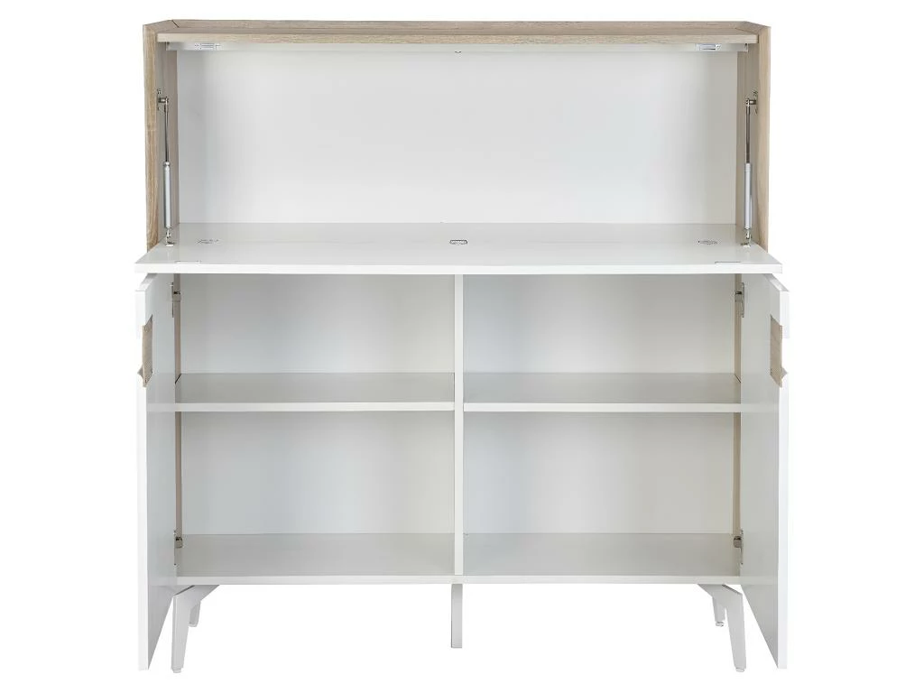 Secrétaire Avec 3 Portes - MDF Et Métal - Coloris : Naturel Et Blanc - DERELIS 6 Secrétaire Avec 3 Portes - MDF Et Métal - Coloris : Naturel Et Blanc - DERELIS – Image 6