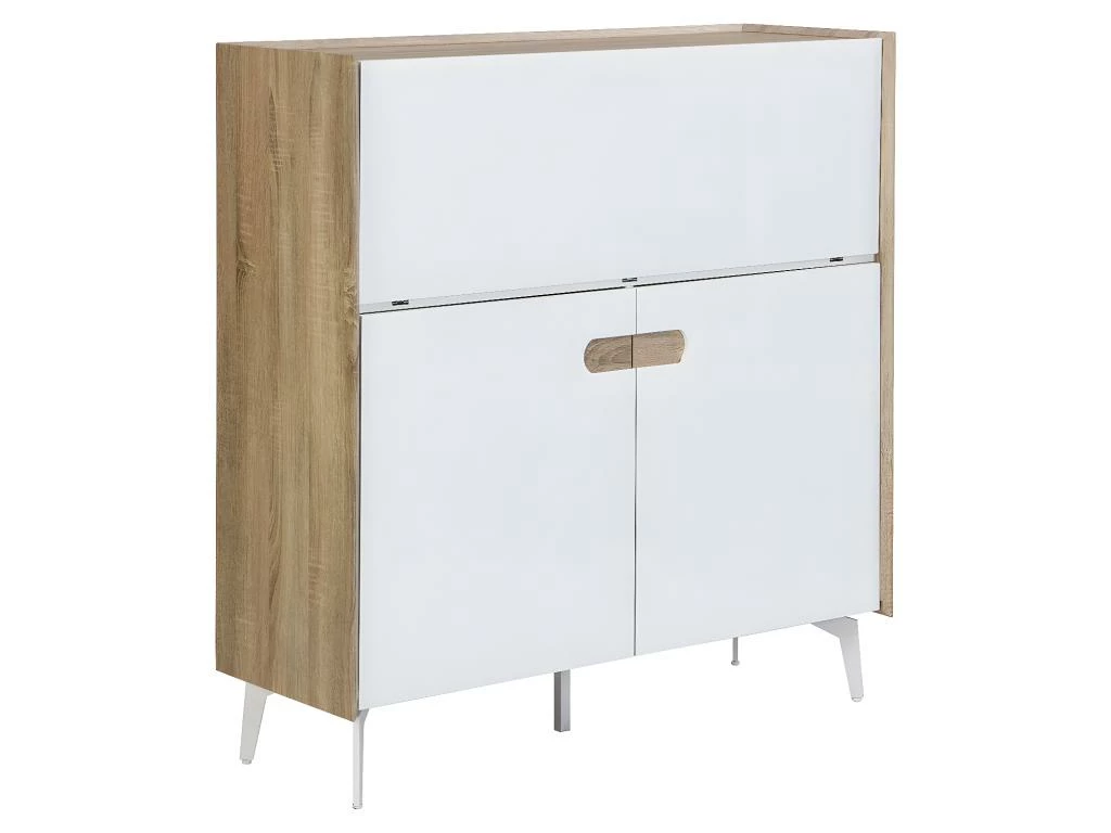 Secrétaire Avec 3 Portes - MDF Et Métal - Coloris : Naturel Et Blanc - DERELIS 3 Secrétaire Avec 3 Portes - MDF Et Métal - Coloris : Naturel Et Blanc - DERELIS – Image 3