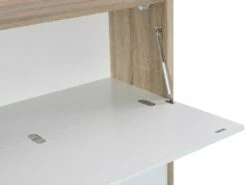 Secrétaire Avec 3 Portes - MDF Et Métal - Coloris : Naturel Et Blanc - DERELIS 17 Secrétaire Avec 3 Portes - MDF Et Métal - Coloris : Naturel Et Blanc - DERELIS -mobilier de bureau Shop meuble bureau 8259203