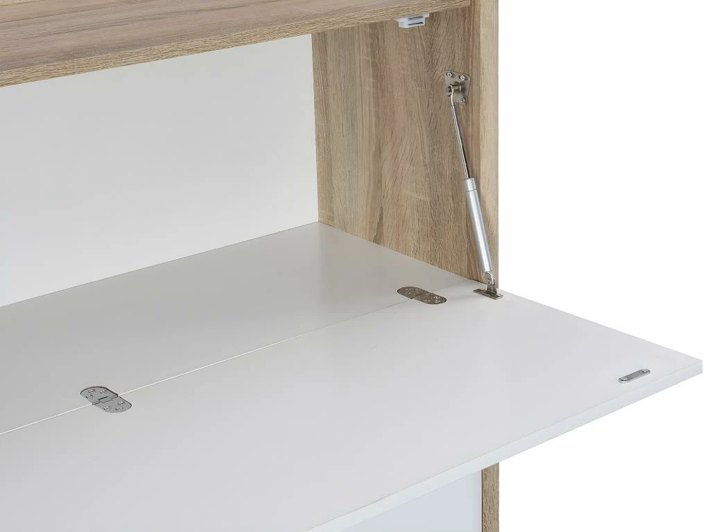 Secrétaire Avec 3 Portes - MDF Et Métal - Coloris : Naturel Et Blanc - DERELIS 8 Secrétaire Avec 3 Portes - MDF Et Métal - Coloris : Naturel Et Blanc - DERELIS – Image 8