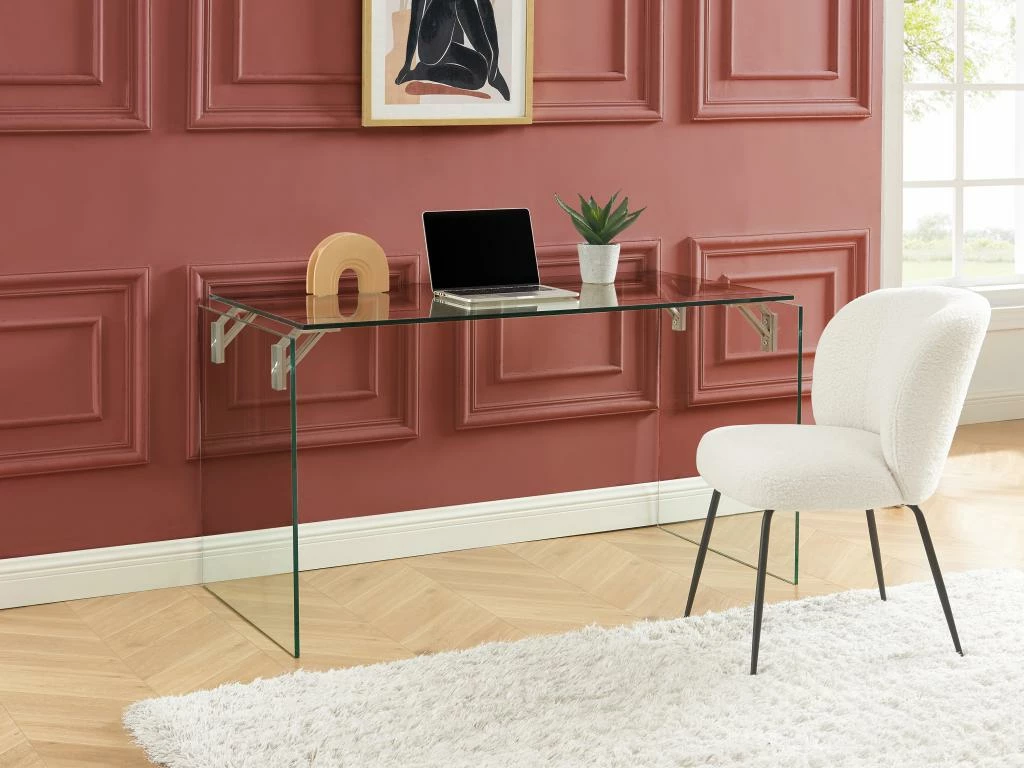 Bureau En Verre Trempé - Transparent - MADRO 1 Bureau En Verre Trempé - Transparent - MADRO