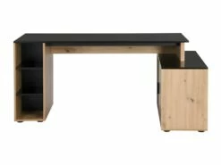 Bureau D'angle Avec Rangements - MDF - Naturel Et Noir - ROMIARA -mobilier de bureau Shop meuble bureau 8399009