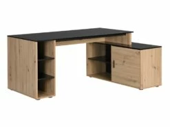 Bureau D'angle Avec Rangements - MDF - Naturel Et Noir - ROMIARA -mobilier de bureau Shop meuble bureau 8400279