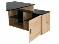 Bureau D'angle Avec Rangements - MDF - Naturel Et Noir - ROMIARA -mobilier de bureau Shop meuble bureau 8400285