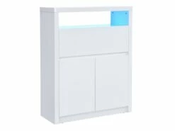 Secrétaire Avec 2 Portes - Avec LEDs - MDF - Blanc Lacqué - MELIONA -mobilier de bureau Shop meuble bureau 8437339