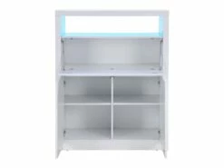 Secrétaire Avec 2 Portes - Avec LEDs - MDF - Blanc Lacqué - MELIONA -mobilier de bureau Shop meuble bureau 8437341