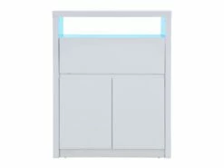 Secrétaire Avec 2 Portes - Avec LEDs - MDF - Blanc Lacqué - MELIONA -mobilier de bureau Shop meuble bureau 8437343